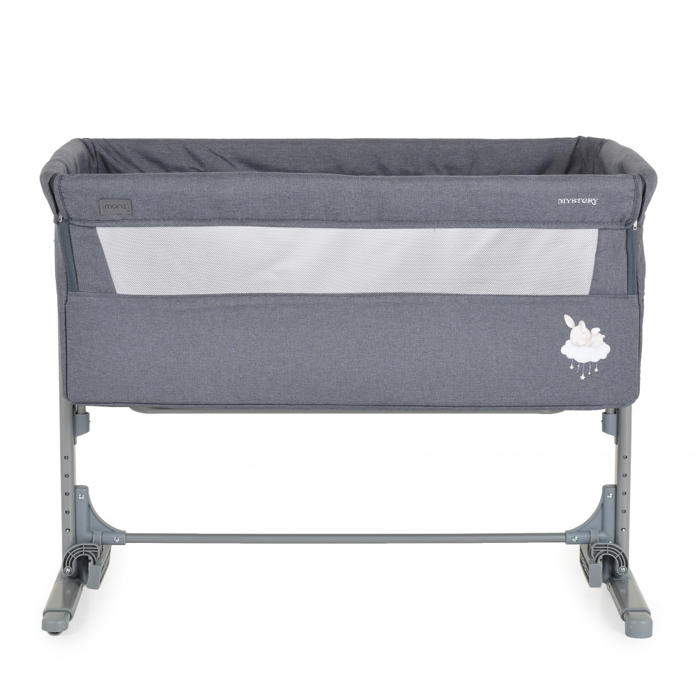 Patut Co-Sleeper multifunctional cu laterala culisanta si functie leganare Moni Mystery Grey - 1