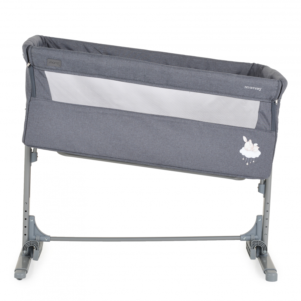 Patut Co-Sleeper multifunctional cu laterala culisanta si functie leganare Moni Mystery Grey - 2