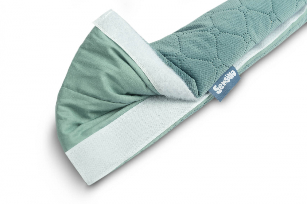 Protectie pufoasa din velur pentru margine patut cu prindere velcro 116 cm Sensillo Green - 2 | YEO