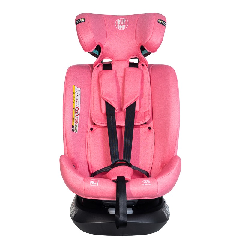 Scaun auto Deluxe Buf Boof i-Size cu isofix rotativ 360 grade 40-150 cm Saphir Unicorn Pink - 2