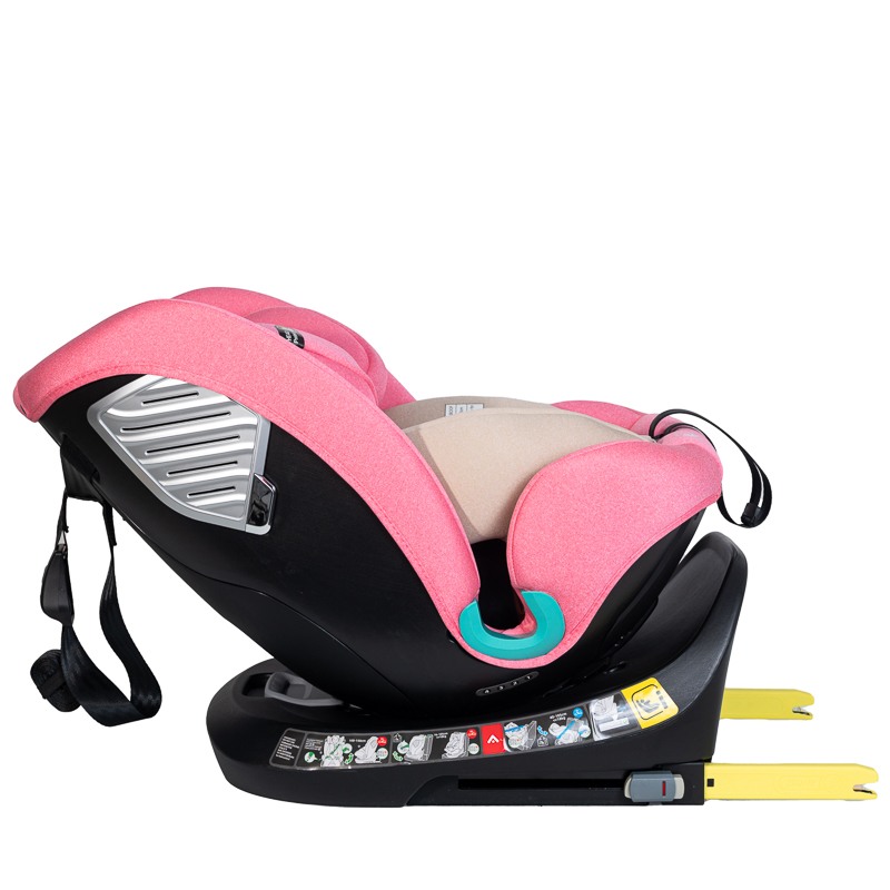 Scaun auto Deluxe Buf Boof i-Size cu isofix rotativ 360 grade 40-150 cm Saphir Unicorn Pink - 4