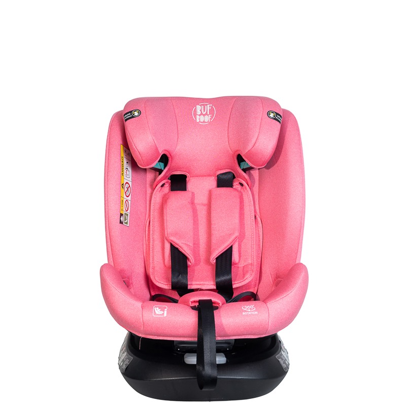 Scaun auto Deluxe Buf Boof i-Size cu isofix rotativ 360 grade 40-150 cm Saphir Unicorn Pink - 5