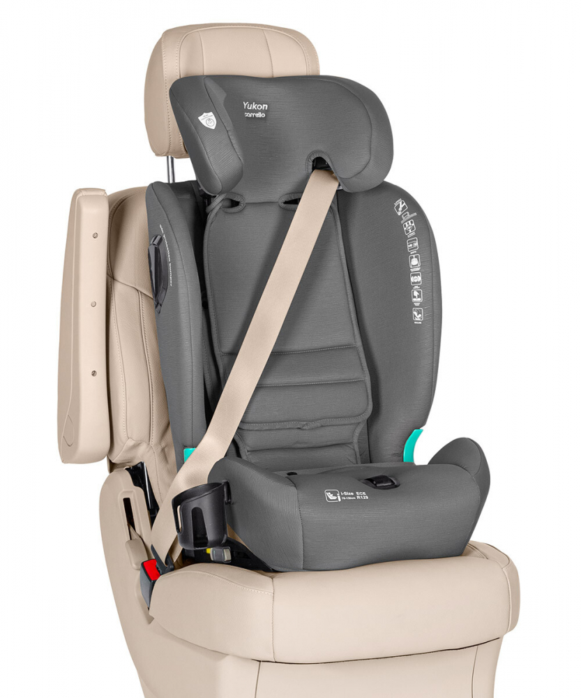 Scaun auto cu isofix 2 pozitii de inclinare Top Tether Carrello Yukon I-Size 76-150 cm Seashell Grey