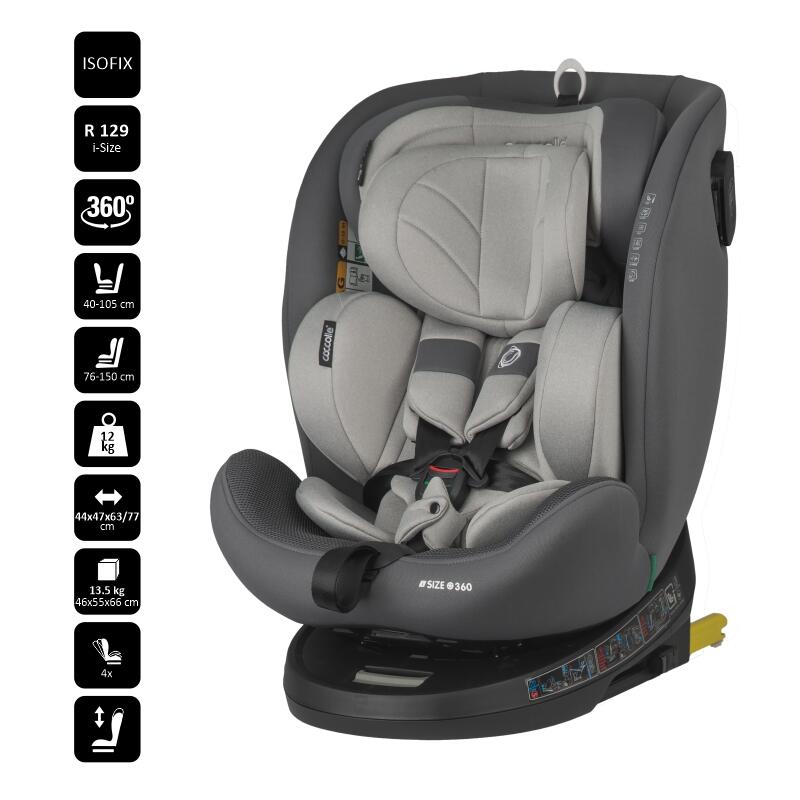 Scaun auto iSize 40-150 cm Coccolle Nova Moonlit grey + Protectie bancheta auto mica Coccolle cadou - 4