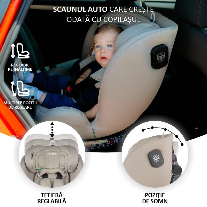 Scaun auto iSize 40-150 cm Coccolle Nova Sand beige + Protectie bancheta auto mica Coccolle cadou - 5