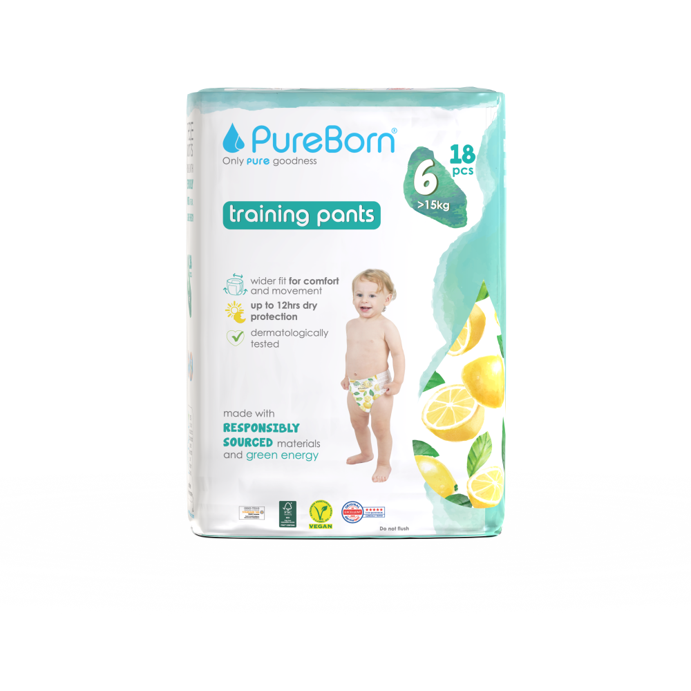 Scutece chilotel PureBorn din bambus organic pull-up 15+ kg marime 6, 18 buc