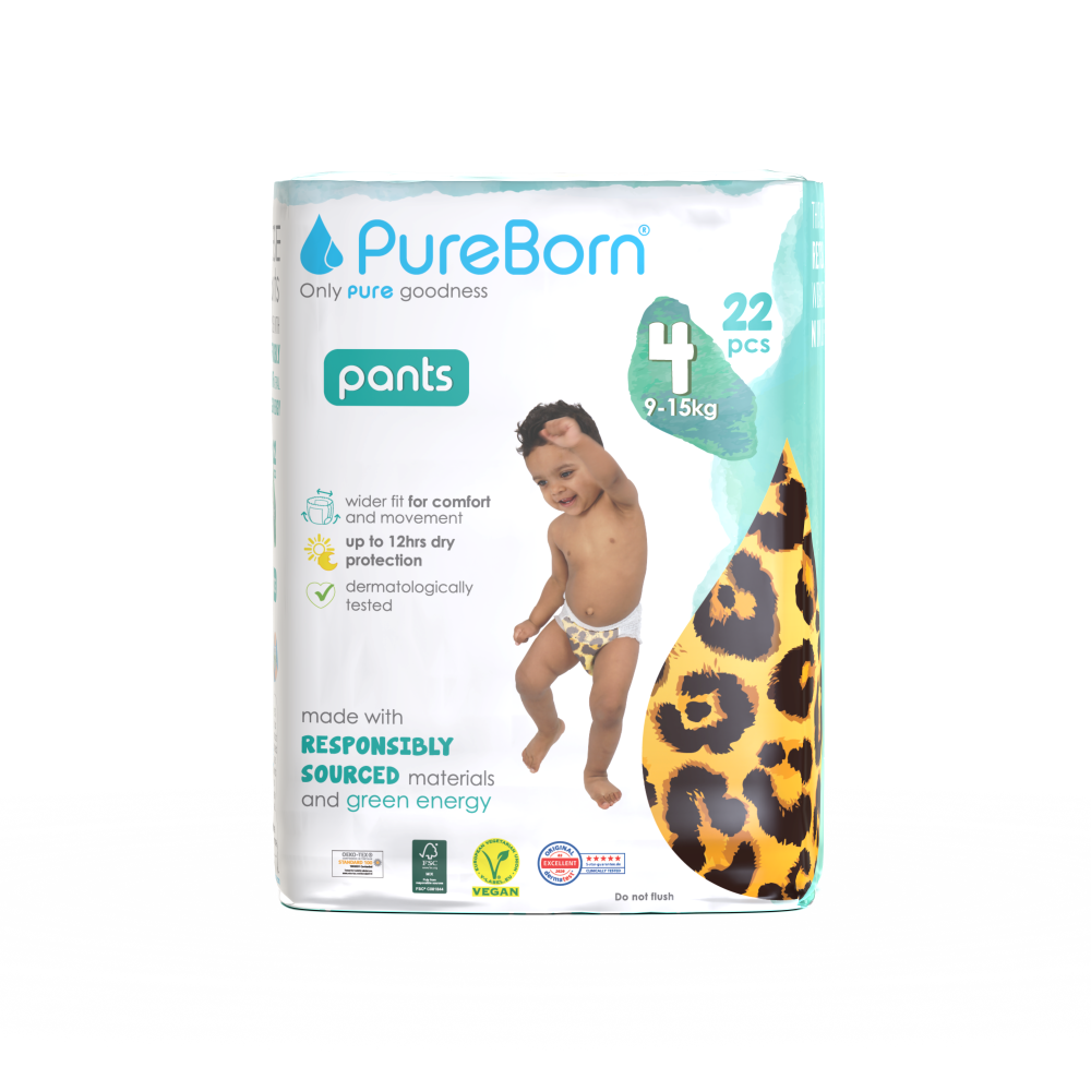 Scutece chilotel PureBorn din bambus organic pull-up 9-15 kg marime 4, 22 buc