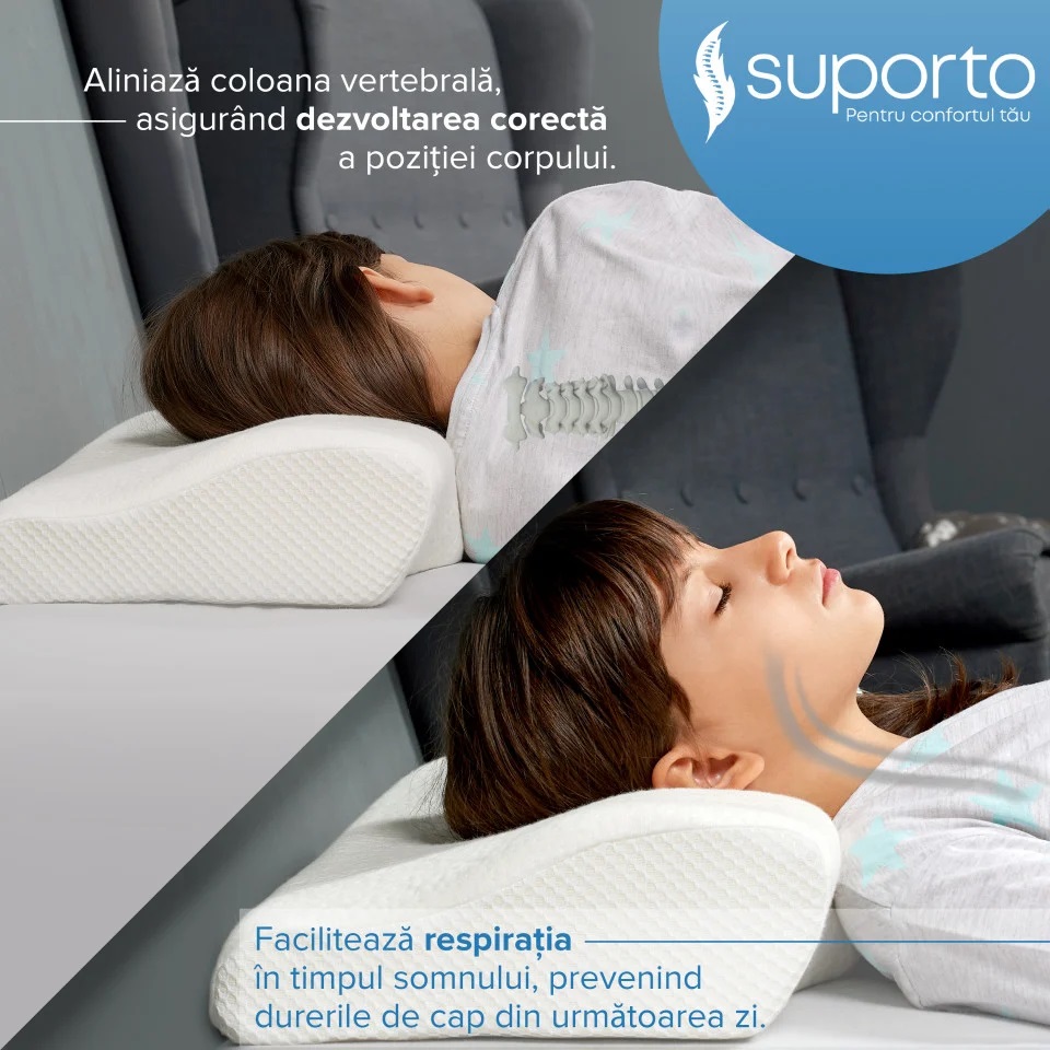 Set 4 perne cu suport cervical din spuma cu memorie pentru copii 12-16 ani Suporto - 4