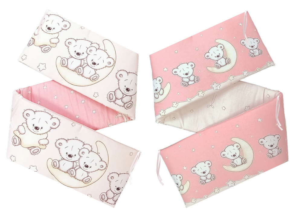 Set aparatori laterale pentru patut 120 x 60 cm Teddy Pink