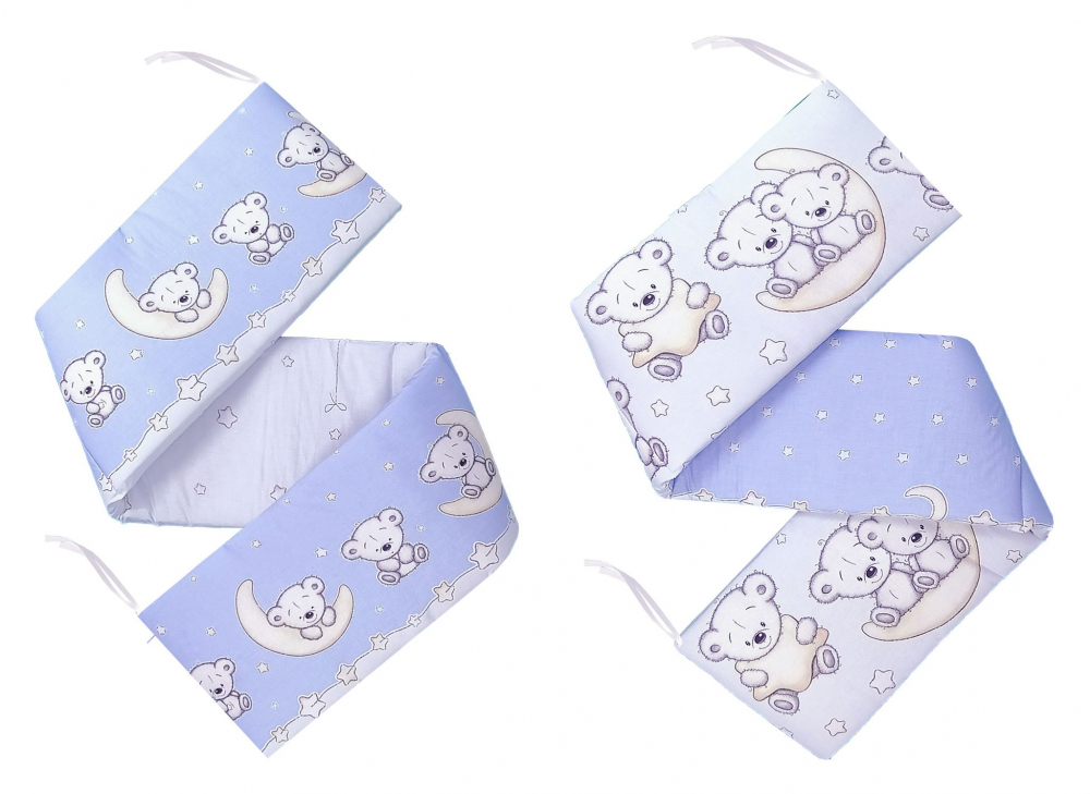 Set aparatori laterale pentru patut 120 x 60 cm Teddy on the Moon Blue