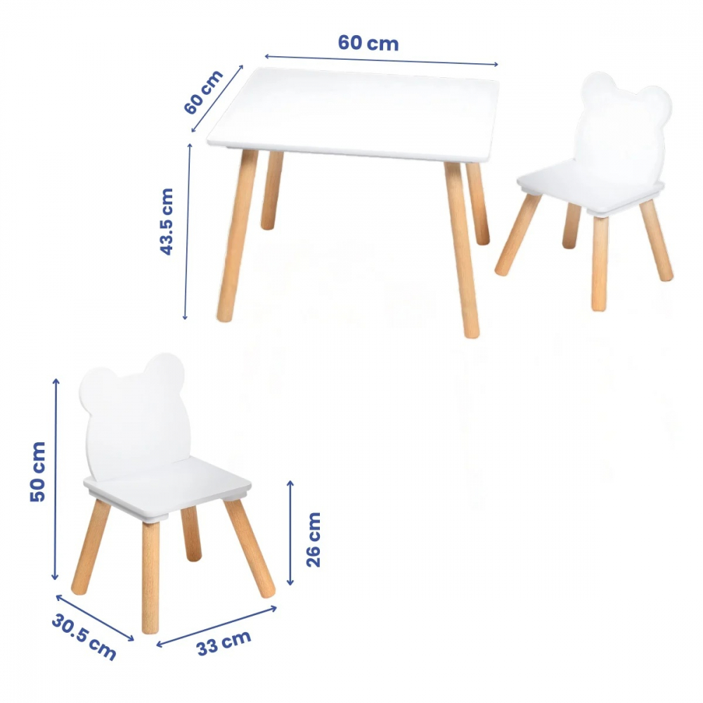 Set masa si 2 scaune pentru copii din lemn MDF 3-6 ani cu margini rotunde - 2