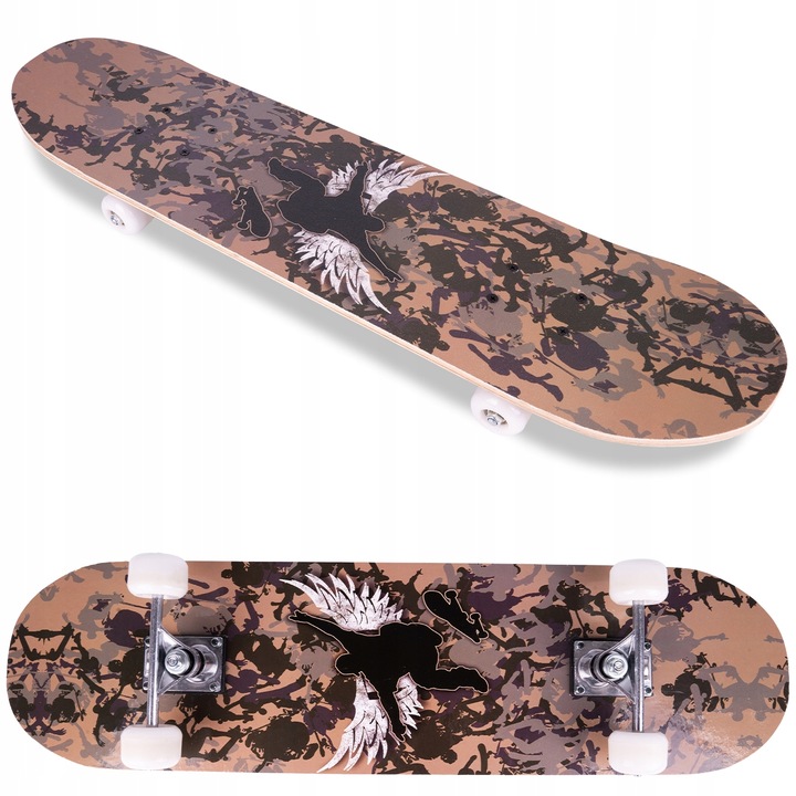 Skateboard cu platforma antiderapanta 77cm Brown camouflage - 8