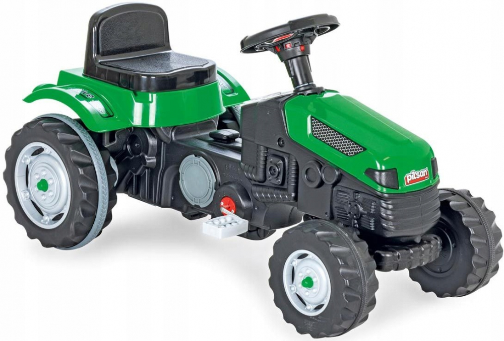 Tractor cu pedale pentru copii  de la 3ani pana la 50kg,volan cu claxon si transmisie pe lant Pilsan Active Green - 3