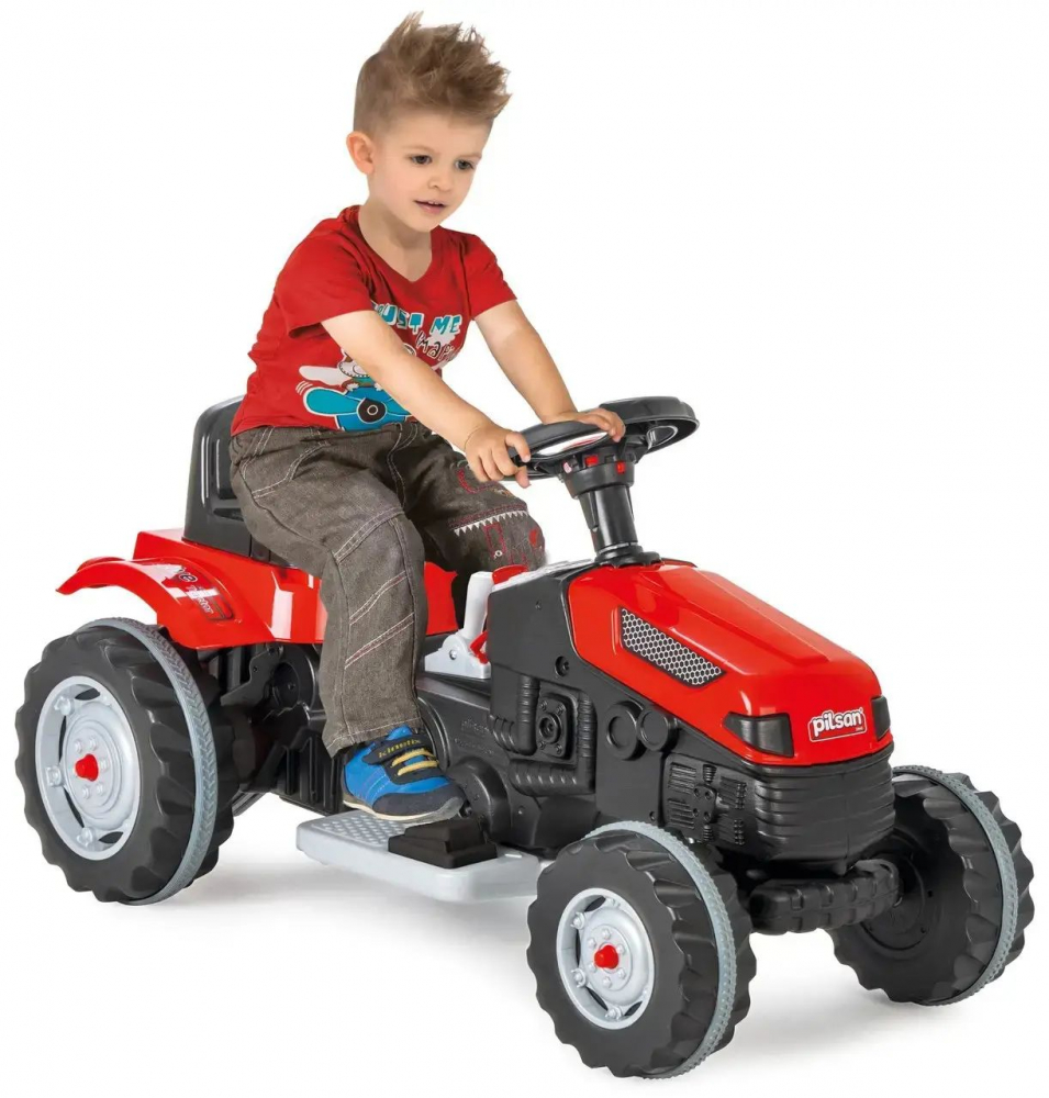 Tractor cu pedale pentru copii  de la 3ani pana la 50kg,volan cu claxon si transmisie pe lant Pilsan Active Red - 6