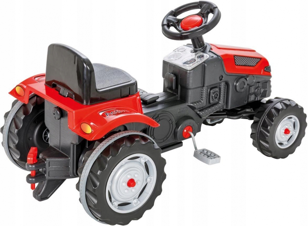 Tractor cu pedale pentru copii  de la 3ani pana la 50kg,volan cu claxon si transmisie pe lant Pilsan Active Red - 7