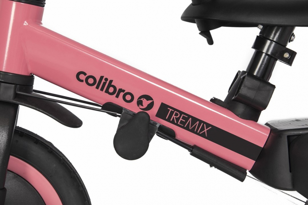 Tricicleta 5 in 1 transformabila cu maner Ride On Colibro Tremix Up Rose,scaun reglabil pe inaltime, maner detasabil