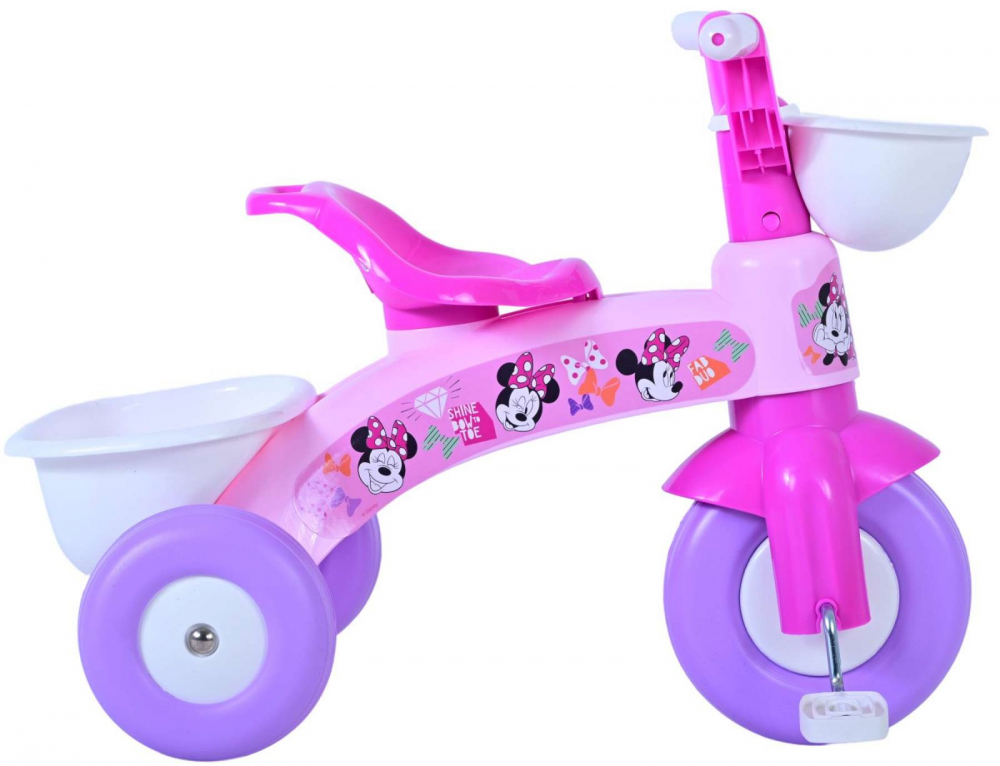 Tricicleta clasica pentru copii Minnie 1-3 ani, greutate admisa 25 kg, cosulete incluse