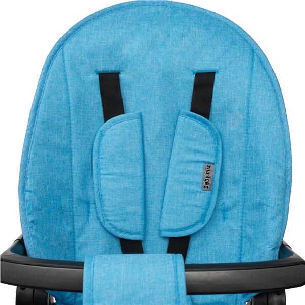 Tricicleta cu sezut reversibil si roti EVA Baby Mix Peony Blue, spatar reglabil, maner cu control al directiei, suport picioare, cos pentru depozitare, de la 1 an pana la 30 kg