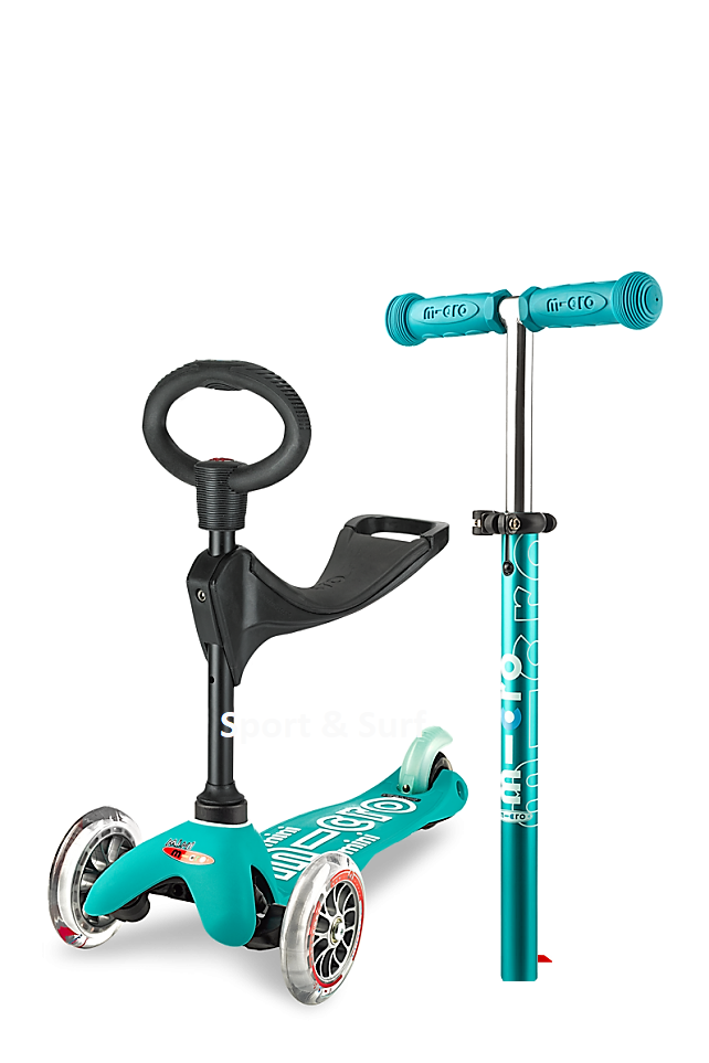 Trotineta Mini Micro 3 in 1 Deluxe Aqua cu scaunel, ghidon reglabil, greutate 1.9 kg, varsta recomandata 1-5 ani, sustine 50 kg - 5