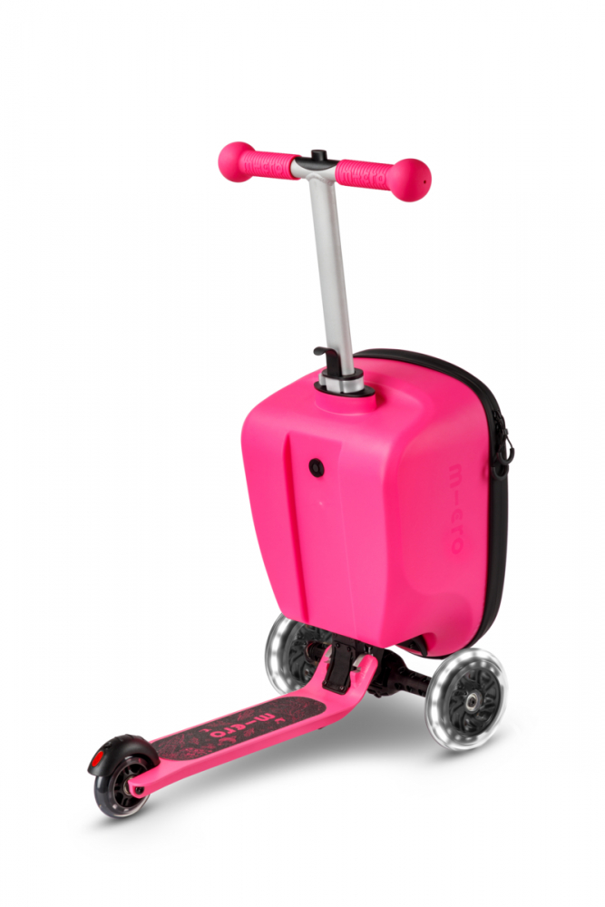 Trotineta multifuncionala Micro Luggage Junior Patch Play Pink transformabila in troller, dimensiuni compacte, roti cu leduri, varsta 2-6 ani - 4