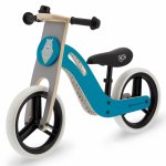 Bicicleta de echilibru din lemn Kinderkraft Uniq Turqouise cu scaun moale reglabil, roti din spuma EVA, maner pentru transport, pana la 35 kg