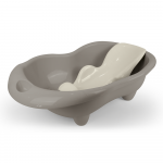 Cadita cu suport anatomic Hippo gri, designul usor si compact, cu dop de scurgere , 6 luni+