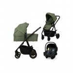 Carucior 3 in 1 Lionelo Amber Plus Cadru aluminiu, Cu landou intarit si salteluta moale, Cu scoica auto testata ADAC, Reversibil, Maner ajustabil, Cu accesorii, Cu ventilatie panoramica 3D, Sarcina maxima 22 kg, Standard de siguranta EN1888-1, EN1466, ECE R129 verde