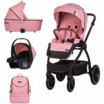 Carucior Chipolino Prestige 3 in 1 marshmallow cu suspensii, cadru din aluminiu, rucsac, husa picioare, greutate admisa 22 kg