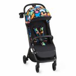 Carucior sport cu pliere compacta KinderKraft Nubi 2 Happy Shapes, spatar reglabil, pozitie somn, capotina cu filtru UV, plasa de tantari si suport pentru biberon