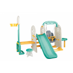 Centru de joaca 7 in 1 pastel, inaltime ajustabila, protectii laterale, cos de baschet, greutate admisa 24.4 kg, varsta 2 ani+