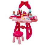 Masuta de infrumusetare cu sunete,lumini,scaunel inalt si accesorii styling incluse Baby Mix Pink
