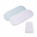 Set 2 cearsafuri cosulet si landou 72x30 cm din bumbac alb bleu + protectie impermeabila