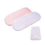 Set 2 cearsafuri cosulet si landou 72x30 cm din bumbac alb roz + protectie impermeabila