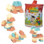 Set 56 cuburi de constructie din plastic moale in gentuta depozitare Educational Funny Block Toys Pastel