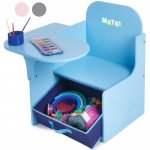 Set masuta cu scaun incorporat pentru copii 3 in 1 din lemn Mdf 3-6 ani albastru