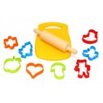 Set 10 accesorii pentru prajituri Technok cu forme pentru fursecuri si biscuiti,plansa de lucru si facalet Baking set