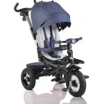 Tricicleta pentru copii Byox Jockey Dark Blue cu sezut rotativ si spatar reglabil , 2 seturi suport picioruse, roti mari din cauciuc, maner cu control al directiei, scaun confortabil cu husa moale si frana pe rotile din spate