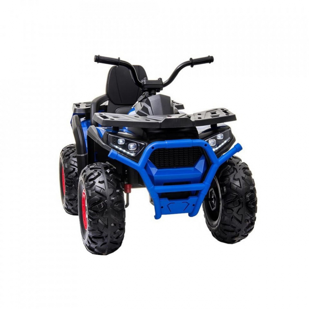 ATV electric pentru copii Novokids Desert Rider Albastru cu acumulator, Faruri luminoase, Roti din Cauciuc EVA, 3-12 ani, maxim 50 kg, 2 Baterii de 12V, Mp3USB, 2 Viteze, Lungime 111 cm, Model Offroad