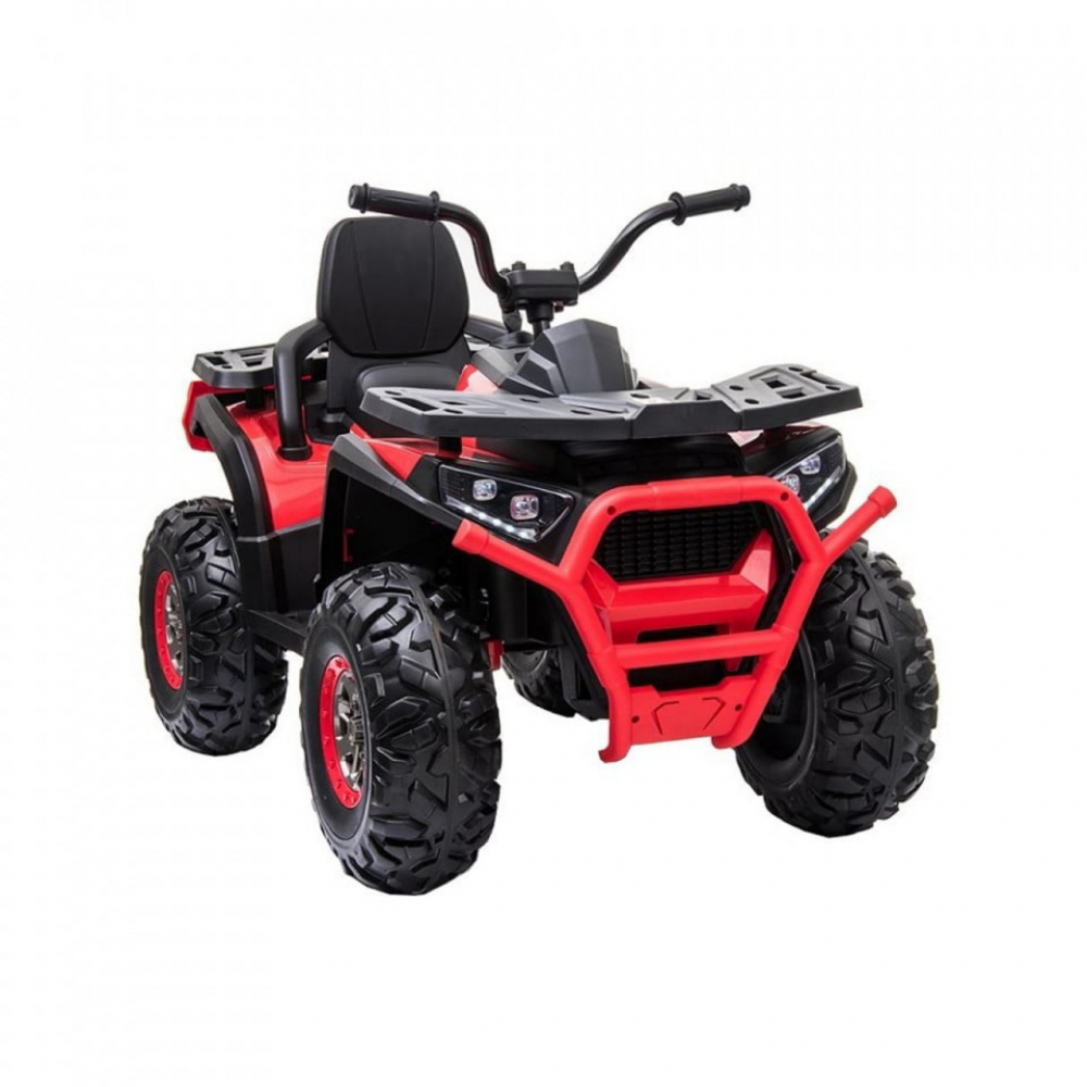 ATV electric pentru copii Novokids Desert Rider Rosu cu acumulator, Faruri luminoase, Roti din Cauciuc EVA, 3-12 ani, maxim 50 kg, 2 Baterii de 12V, Mp3USB, 2 Viteze, Lungime 111 cm, Model Offroad