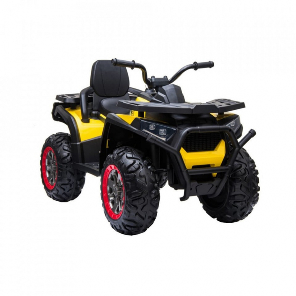 ATV electric pentru copii Novokids Desert Rider Galben cu acumulator, Faruri luminoase, Roti din Cauciuc EVA, 3-12 ani, maxim 50 kg, 2 Baterii de 12V, Mp3USB, 2 Viteze, Lungime 111 cm, Model Offroad