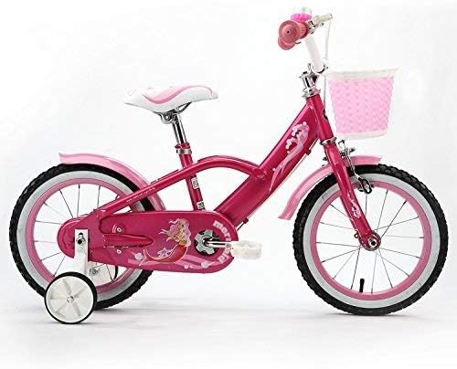 Bicicleta pentru copii Royal Baby Mermaid Roz cu roti ajutatoare, ghidon reglabil, cosulet, varsta 3-5 ani, 14 inch, cadru din otel, greutate suportata 50 kg