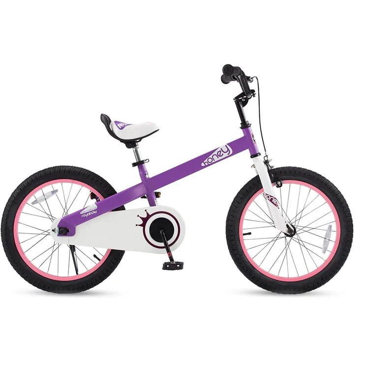 Bicicleta pentru copii Royal Baby Honey Children Mov cu ghidon reglabil, cadru din otel,  18 inch, varsta 5-7 ani , greutate suportata 80 kg