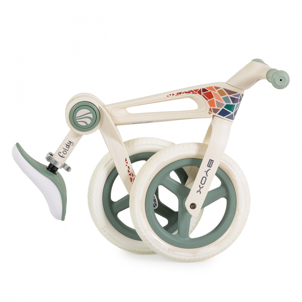Bicicleta de echilibru fara pedale pentru copii Byox Foldy Green, Design pliabil, Roti 12 inch din PU rezistent, Sezut ergonomic reglabil, Manere confortabile antiderapante, Varsta recomandata 2ani+ - 4