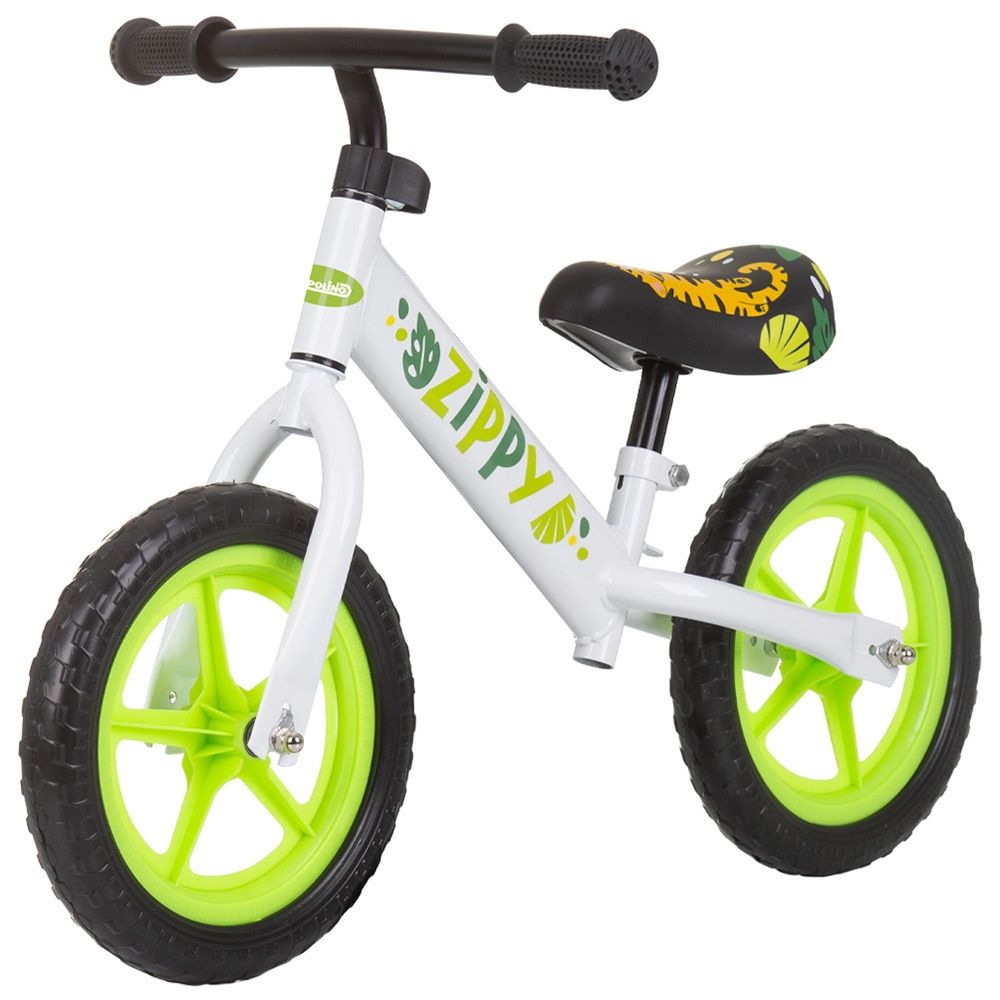 Bicicleta pentru copii Chipolino Zippy Green fara pedale, scaun reglabil, manere antiderapante, greutate suportata 25 kg, varsta 3 ani+