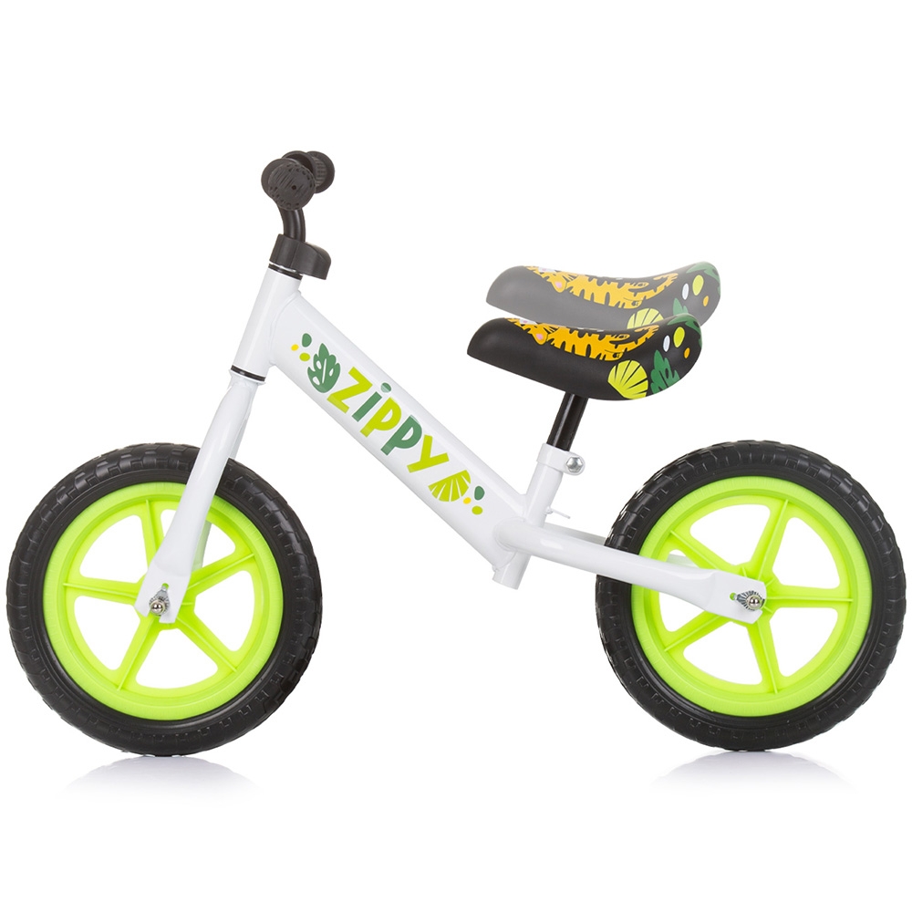 Bicicleta pentru copii Chipolino Zippy Green fara pedale, scaun reglabil, manere antiderapante, greutate suportata 25 kg, varsta 3 ani+