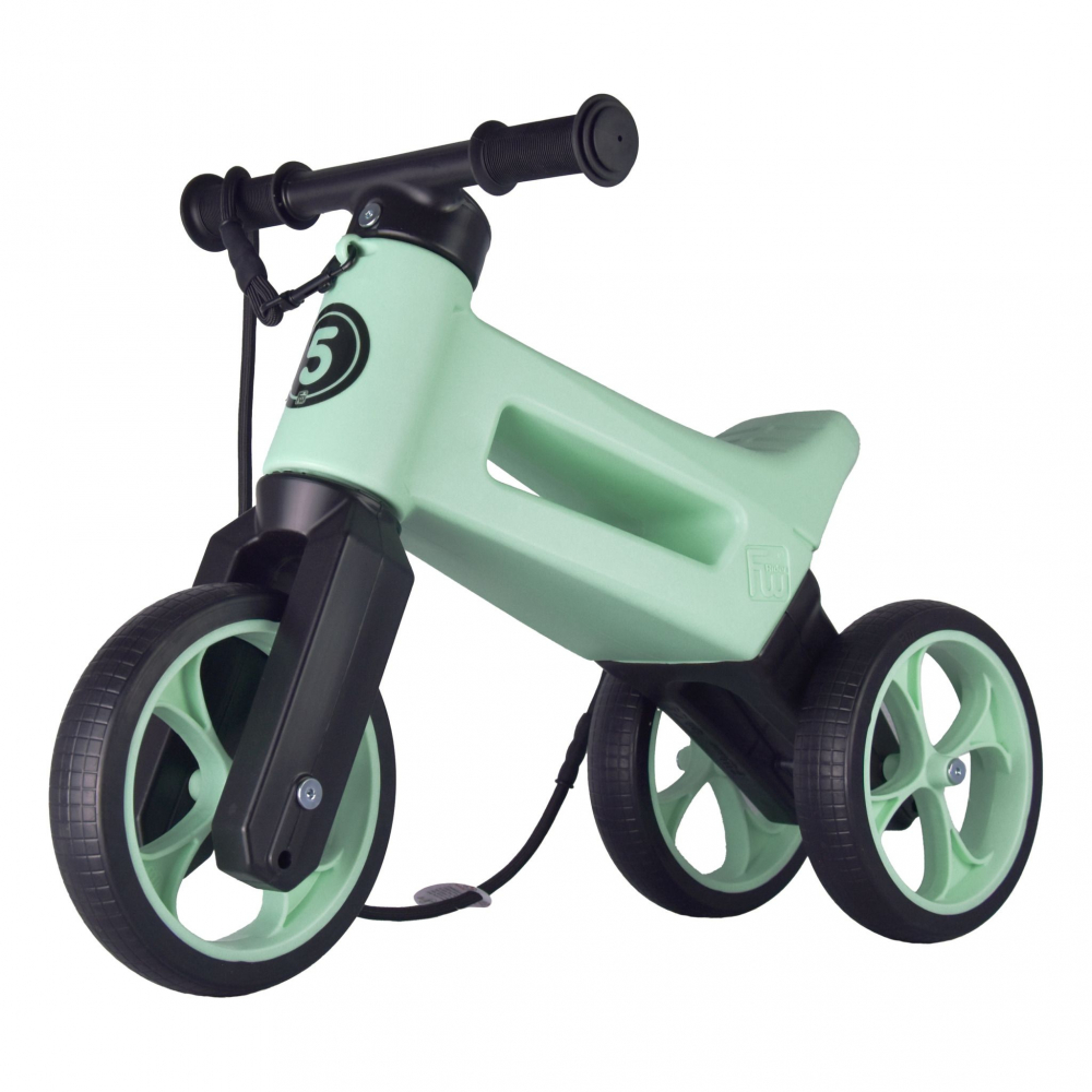 Bicicleta copii fara pedale Funny Wheels Rider SuperSport 2 in 1 Pastel Mint, varsta 1-4 ani, transformabila din tricicleta cu doua roti spate in bicicleta cu o roata spate, anvelope de cauciuc plin, inaltime scaun 27-29 cm - 3