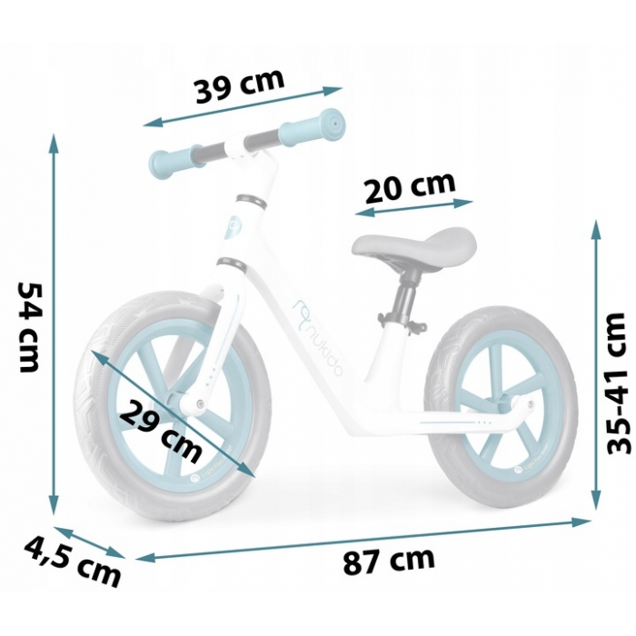 Bicicleta fara pedale pentru copii 87x39x54 cm, roti EVA, Light Flee Nukido Albastru-Alb - 4