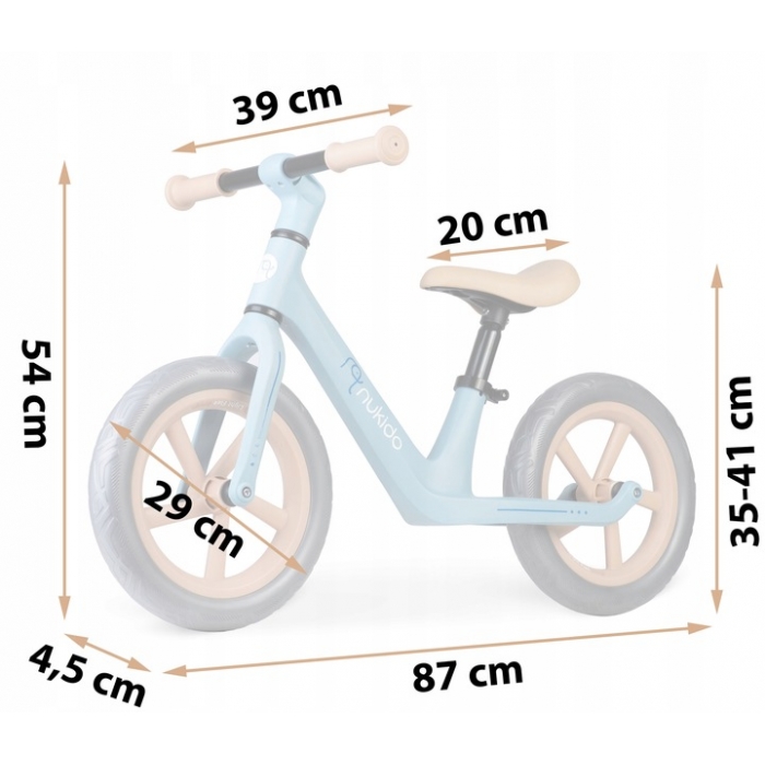 Bicicleta fara pedale pentru copii Nukido Light Flee Albastru 87x39x54 cm,de la 2ani, roti EVA,sezut moale cu inaltime reglabila intre 35-41 cm,cadru rezistent,manere cauciucate ergonomice cu opritori - 4