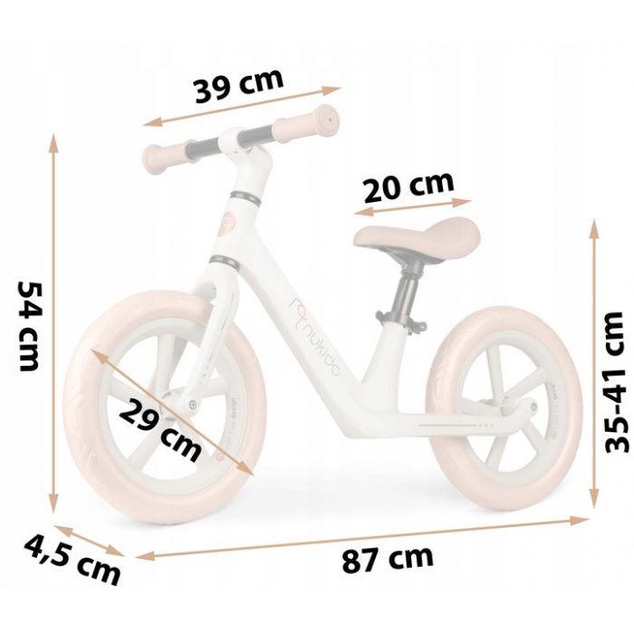 Bicicleta fara pedale pentru copii 87x39x54 cm, roti EVA, Light Flee Nukido Bej - 4