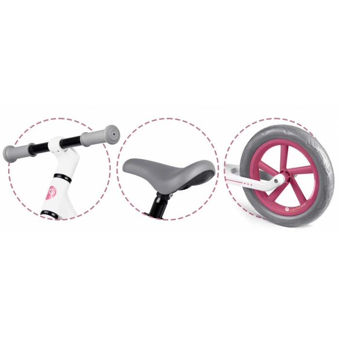 Bicicleta fara pedale pentru copii 87x39x54 cm, roti EVA, Light Flee Nukido Roz-Alb - 3